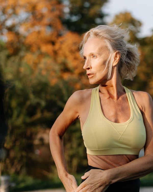 Person demonstrating a pose that requires both strength and flexibility.